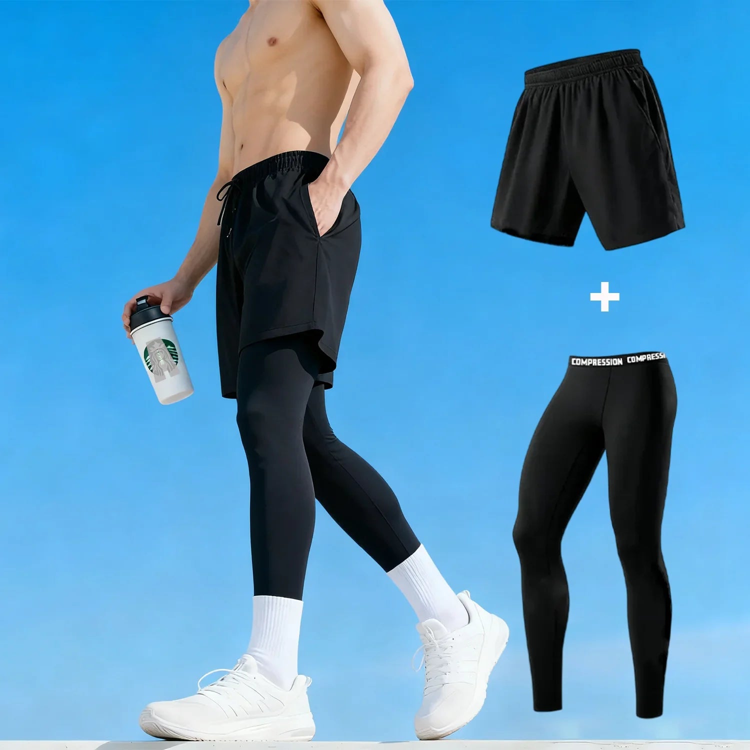 Men's Fitted Training Leggings for Gym and Running