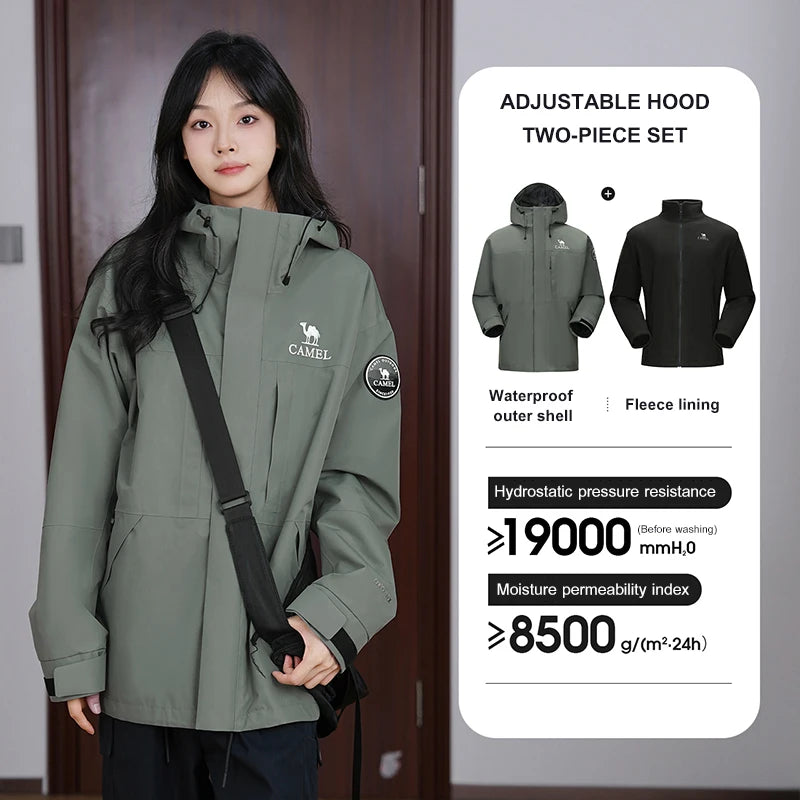 Hooded Long Sleeve Full Zip Outdoor Hiking Jacket with Pockets