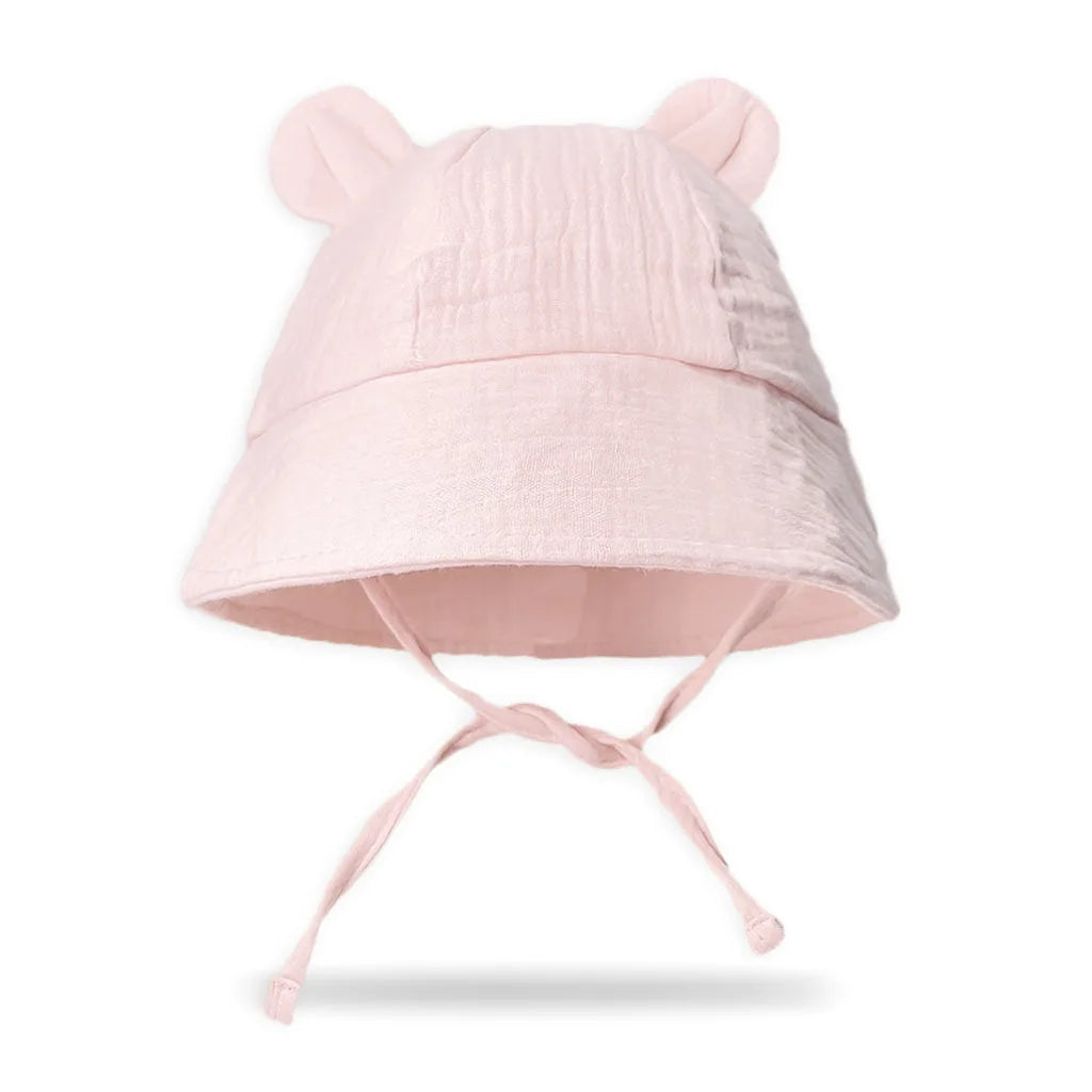 Children's Bucket Hat with Decorative Ears and Chin Ties