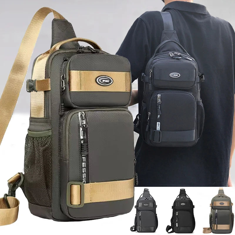 Multi Pocket Sling Crossbody Bag with Adjustable Shoulder Strap