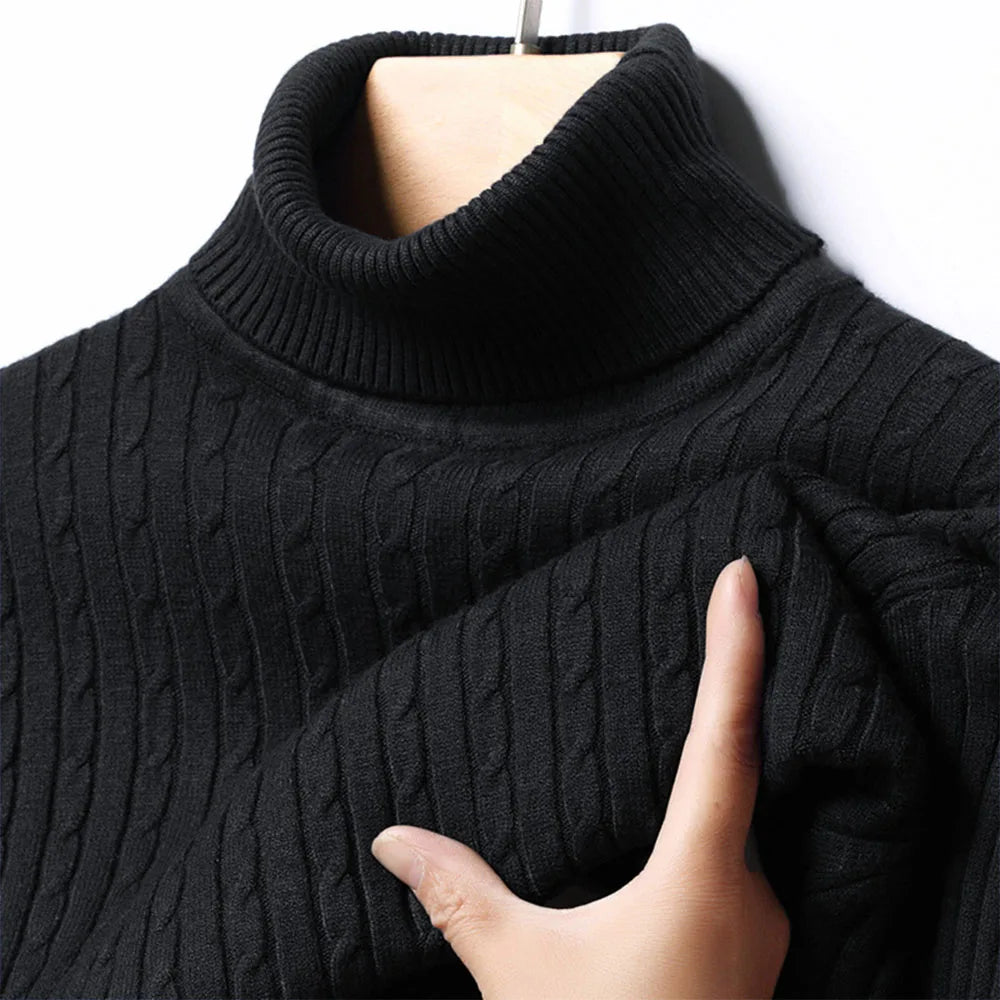 Men's Ribbed Turtleneck Long Sleeve Knit Sweater