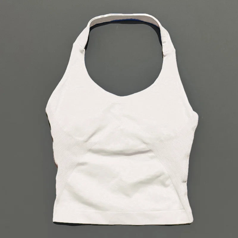 Women's Halter Neck Longline Fitted Tank Top For Workout Outfits