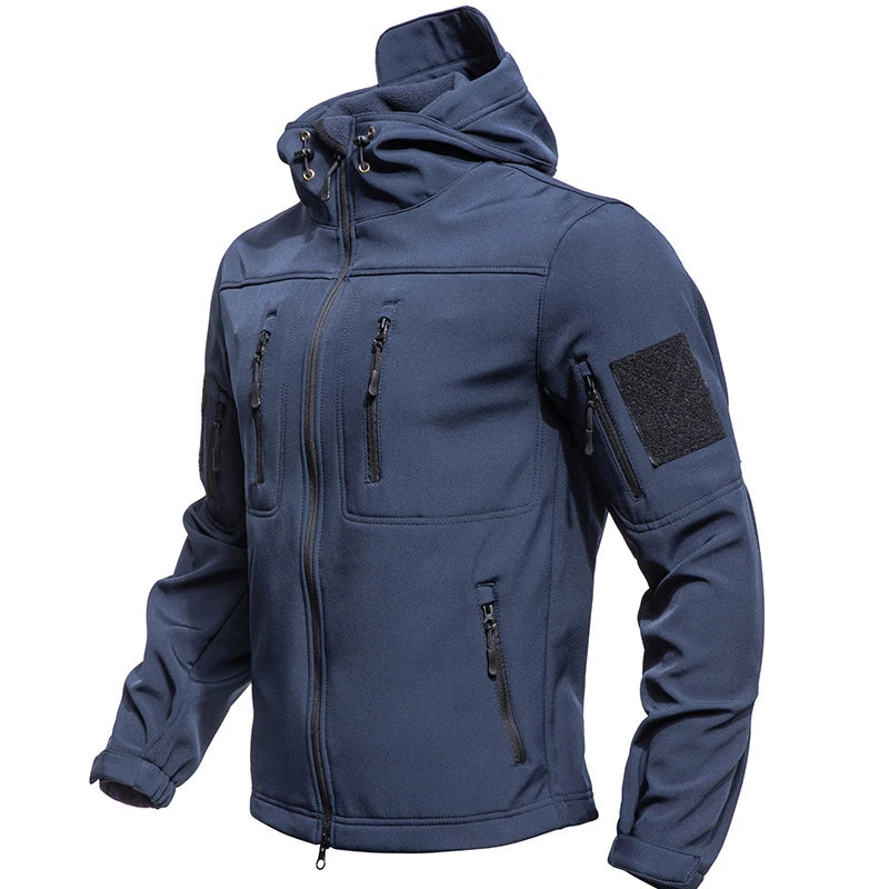 Men's Hooded Zip Front Multi Pocket Jacket
