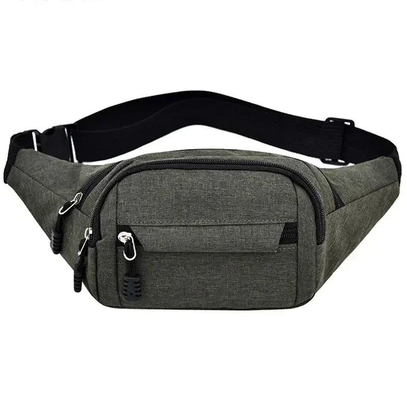 Solid Waist Pack with Adjustable Strap and Zippered Pockets