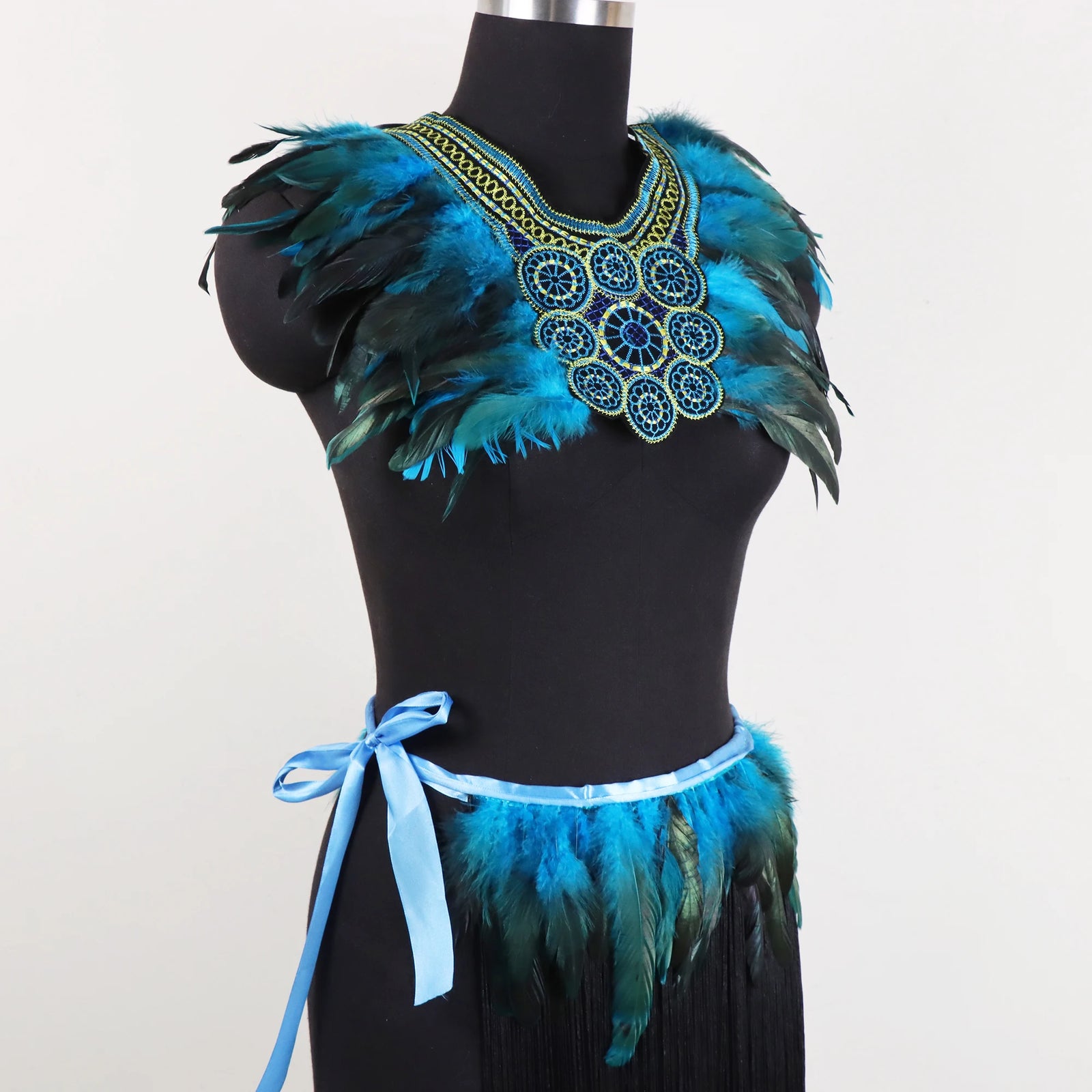 Feather Trim Shoulder Cape for Layering over Outfits