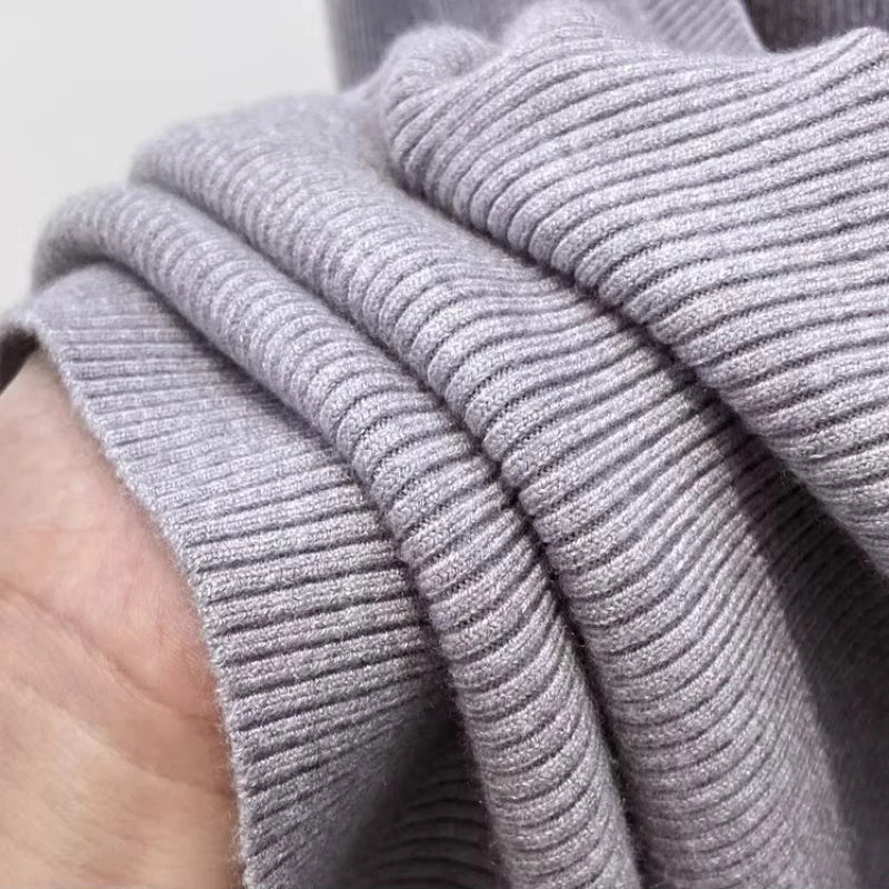 Women's Scoop Neck Ribbed Long Sleeve Sweater Casual Knit Layer