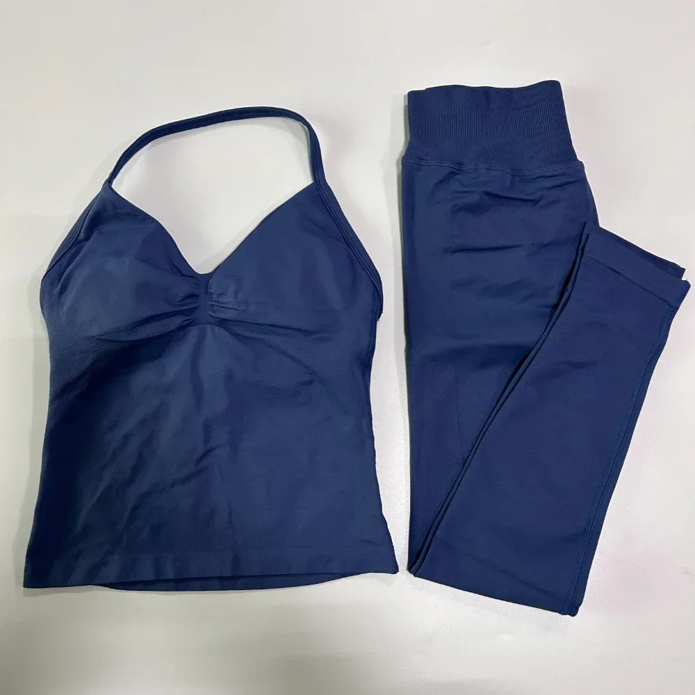 Women's Thin Strap Tank And Leggings Yoga Set