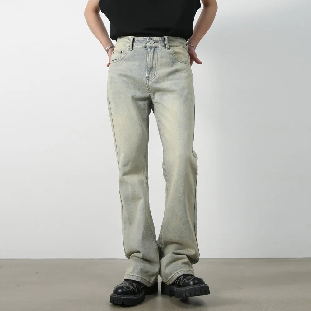 Men's Distressed Flared Denim Jeans for Casual Everyday Wear