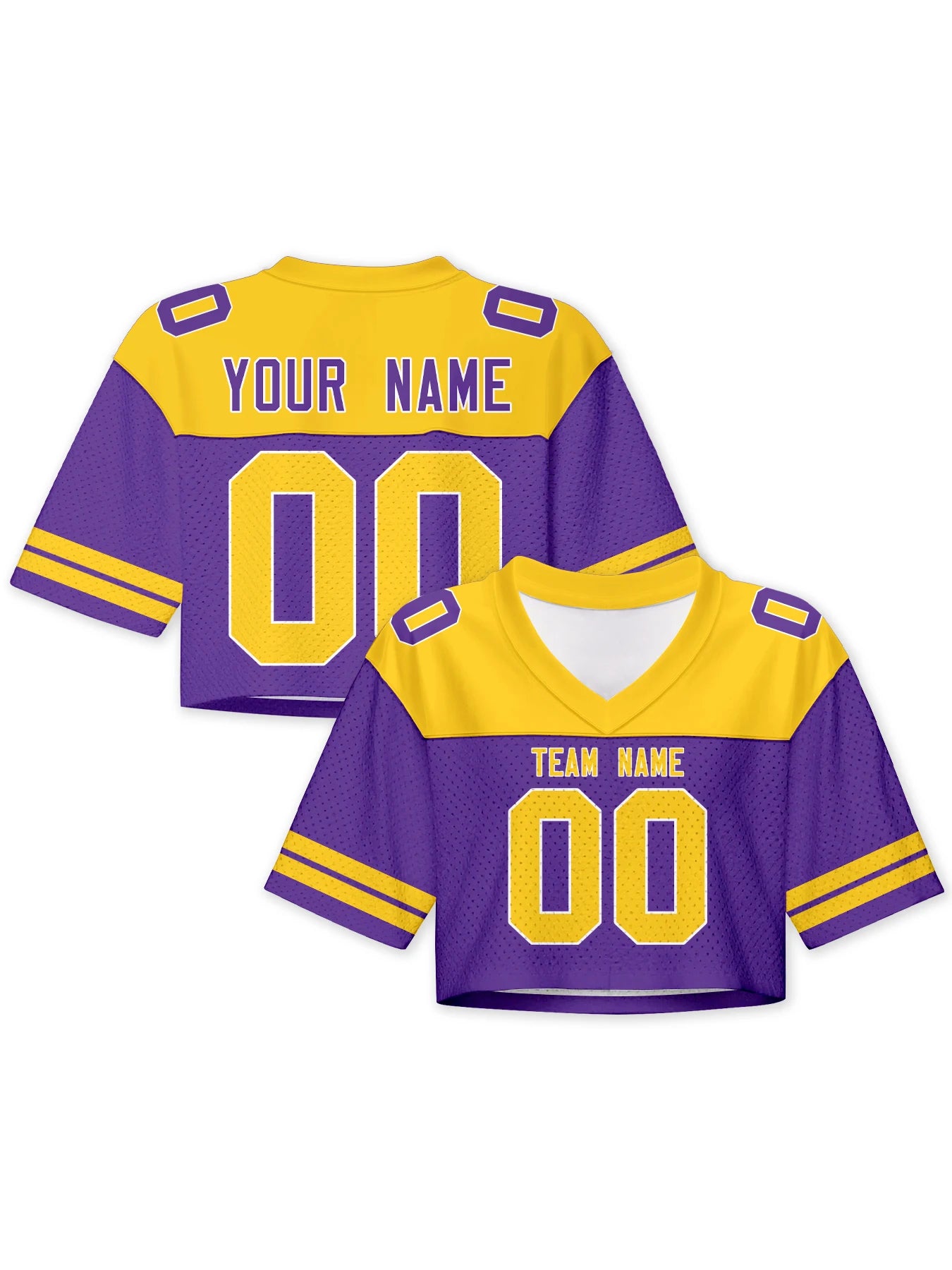 American Football Graphic Cropped Short Sleeve V Neck Sports Top
