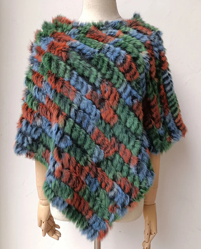 Textured Pointed Hem Poncho for Layering over Outfits