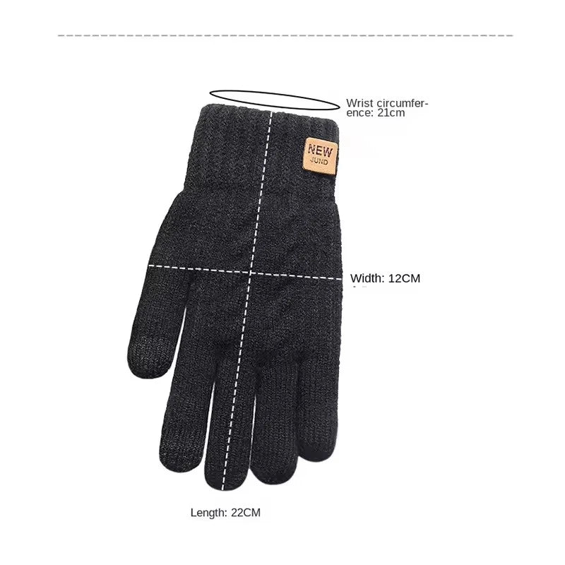 Solid Full Finger Knit Gloves with Ribbed Cuffs