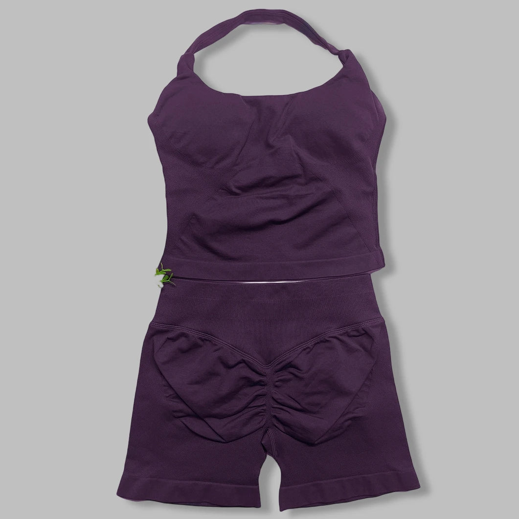 Women's Halter Tank And Shorts Yoga Set For Workout Outfits
