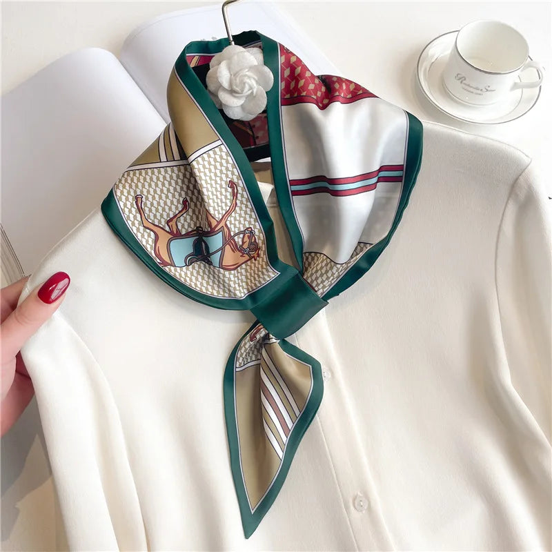 Printed Narrow Neckerchief Scarf with Pointed Tie Ends