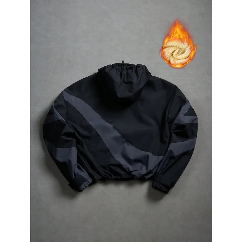 Hooded Long Sleeve Full Zip Casual Streetwear Jacket