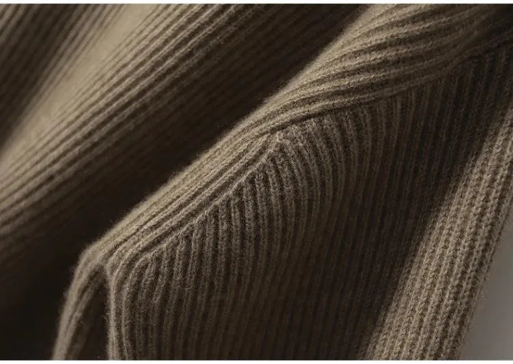 100% pure cashmere sweater women's half zip stand collar thick loose lapel pullover sweater