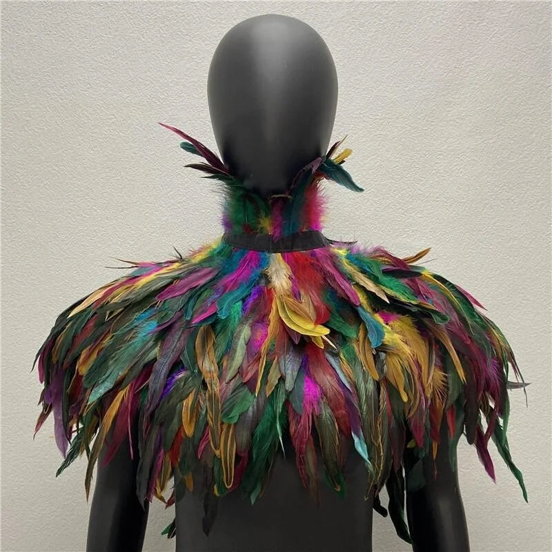 Layered Feather Shoulder Cape for Layering over Outfits