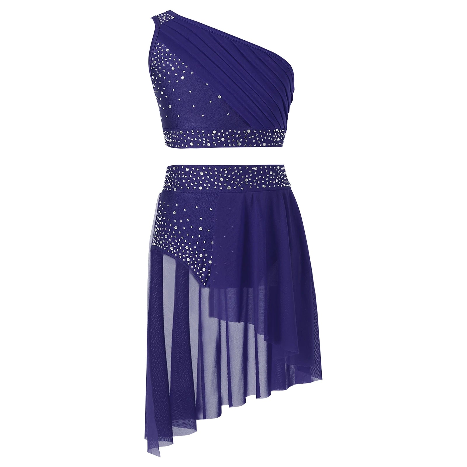 Girls' Lyrical Dance Costume Styles with Rhinestones and Skirted Outfit Options