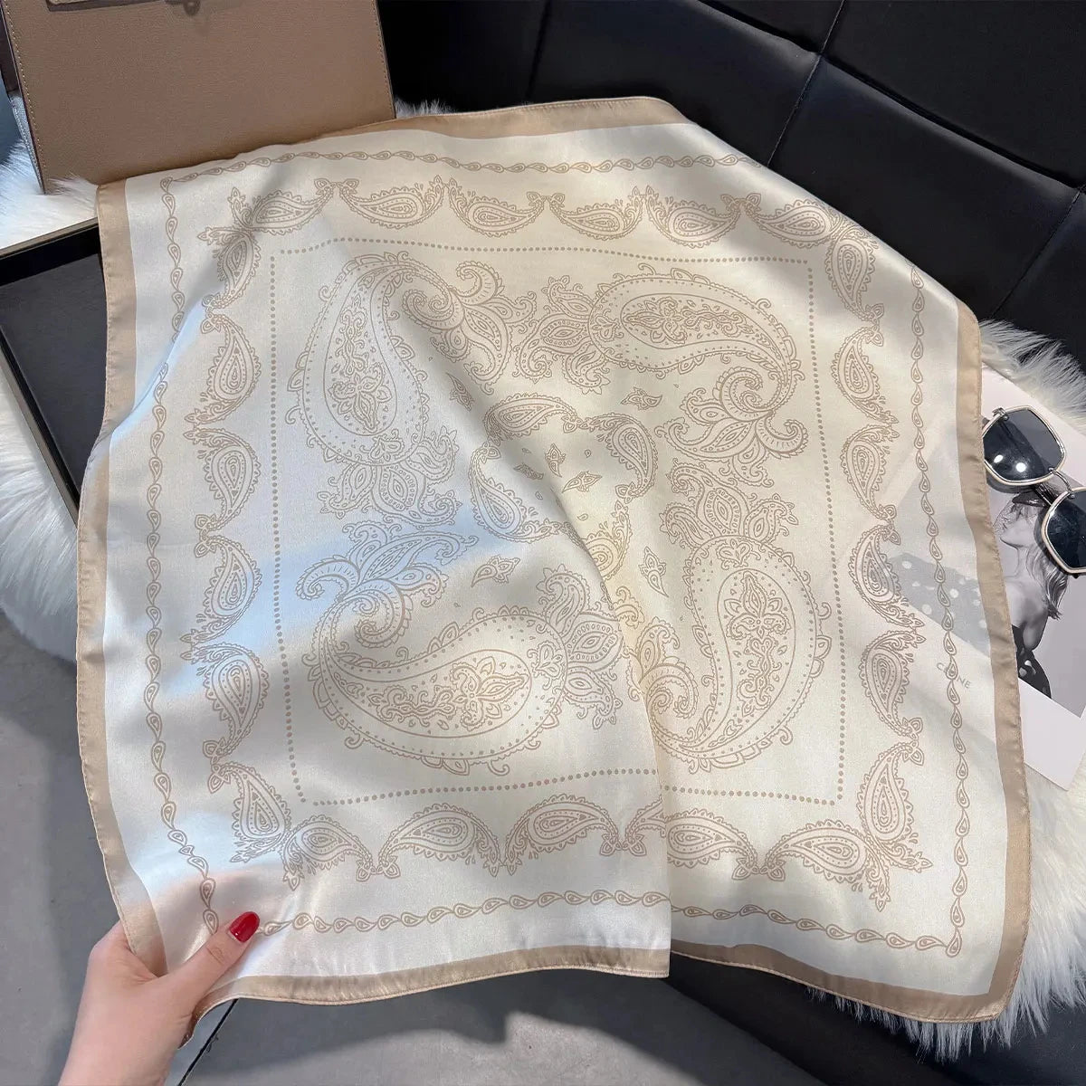Paisley Print Square Scarf for Head and Neck Styling