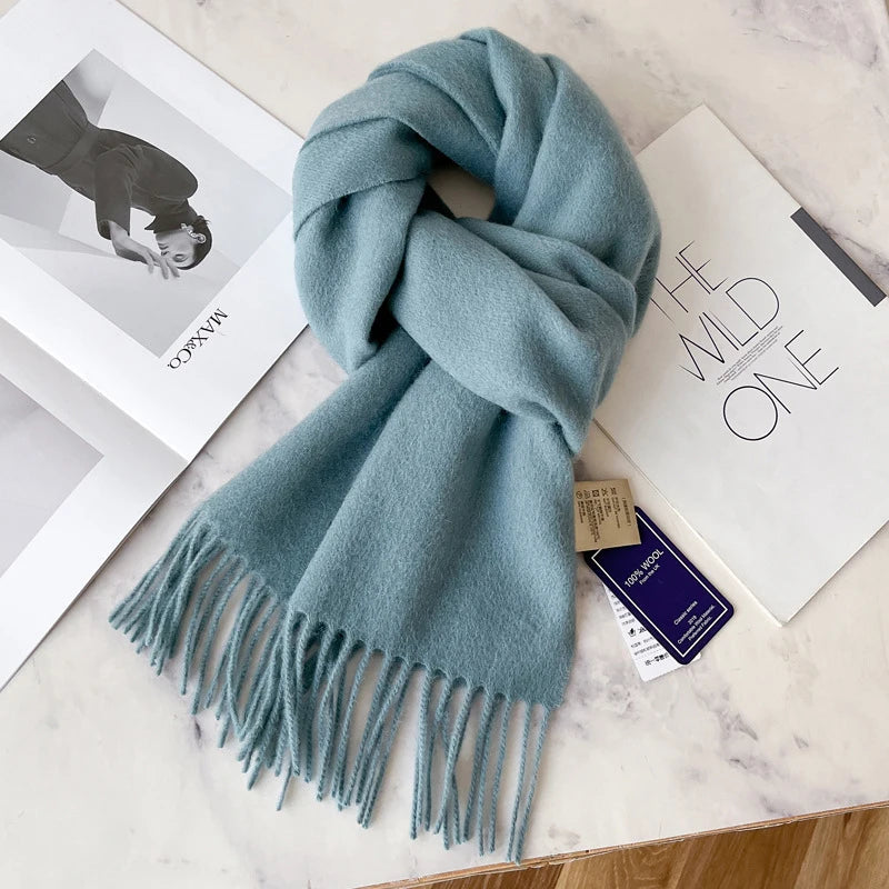 Solid Long Fringed Scarf for Neck and Wrap Styling