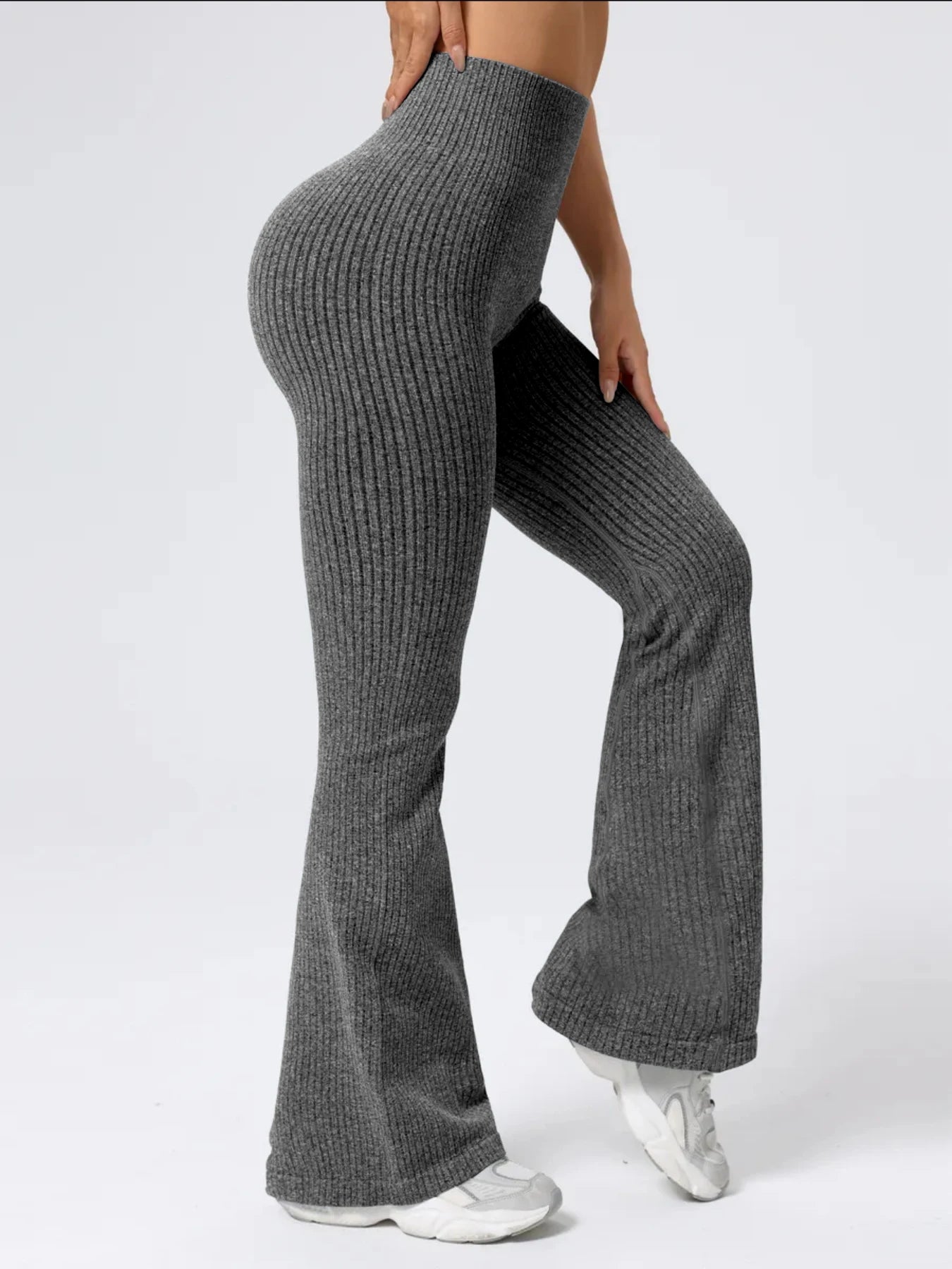 Women's Ribbed Flared Workout Pants