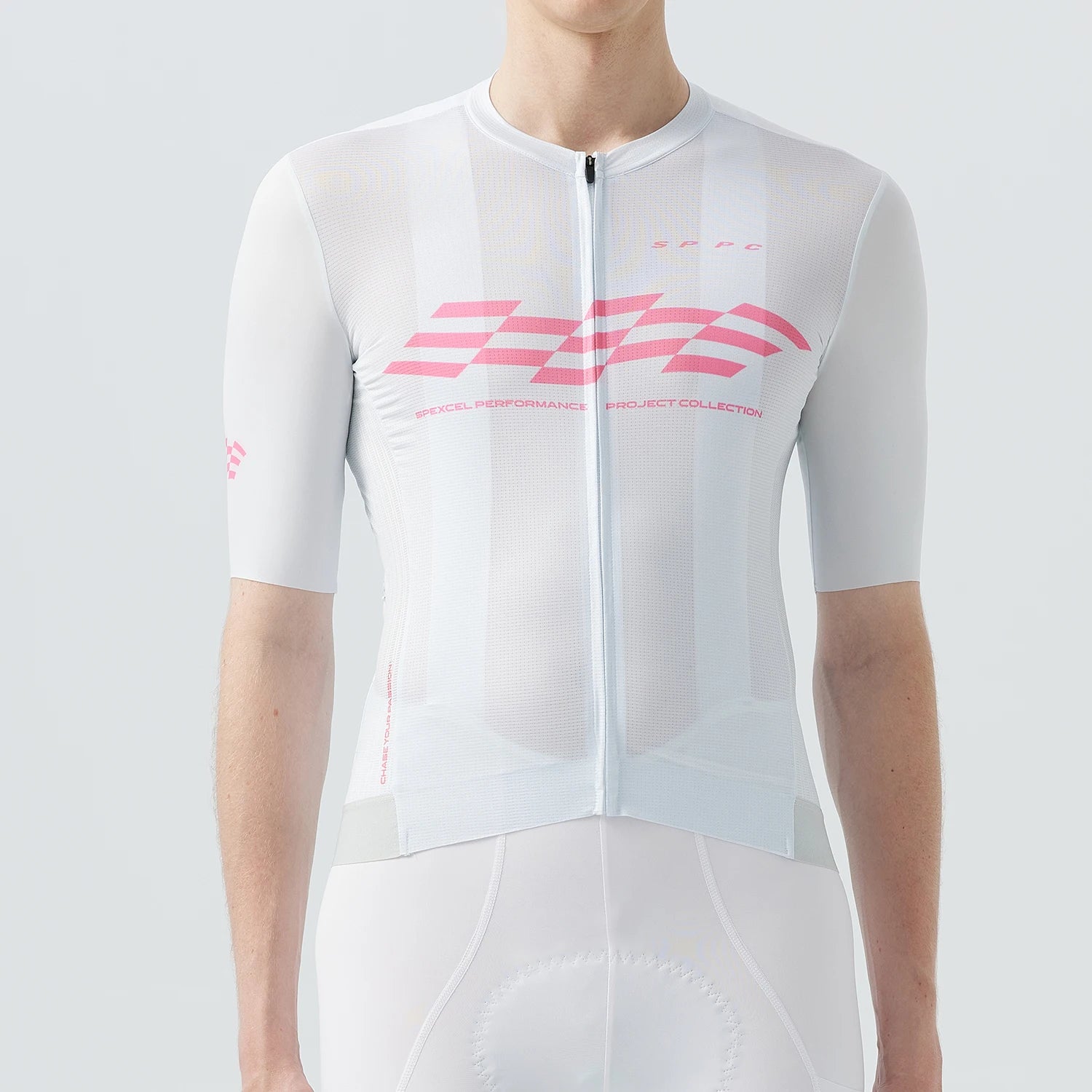 Men's Checkered Graphic Short Sleeve Full-Zip Cycling Jersey with Rear Pockets