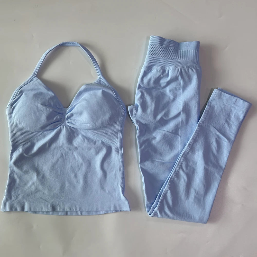 Women's Thin Strap Tank And Leggings Yoga Set