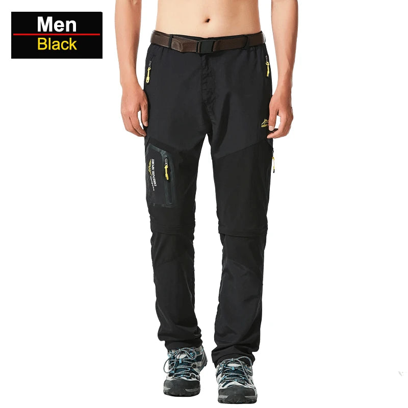 Men's Convertible Hiking Pants with Cargo Pockets and Detachable Legs