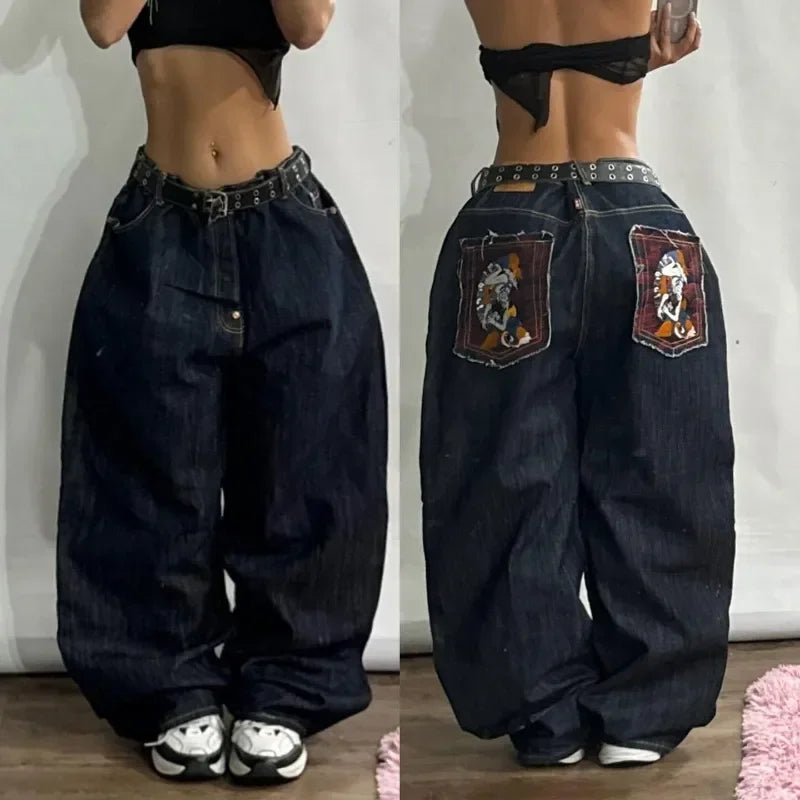 Women's Washed Black Wide Leg Denim Jeans For Everyday Outfits