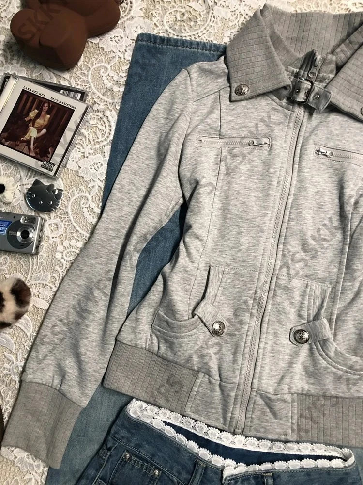 Long Sleeve Casual Front Closure Streetwear Jacket for Layering