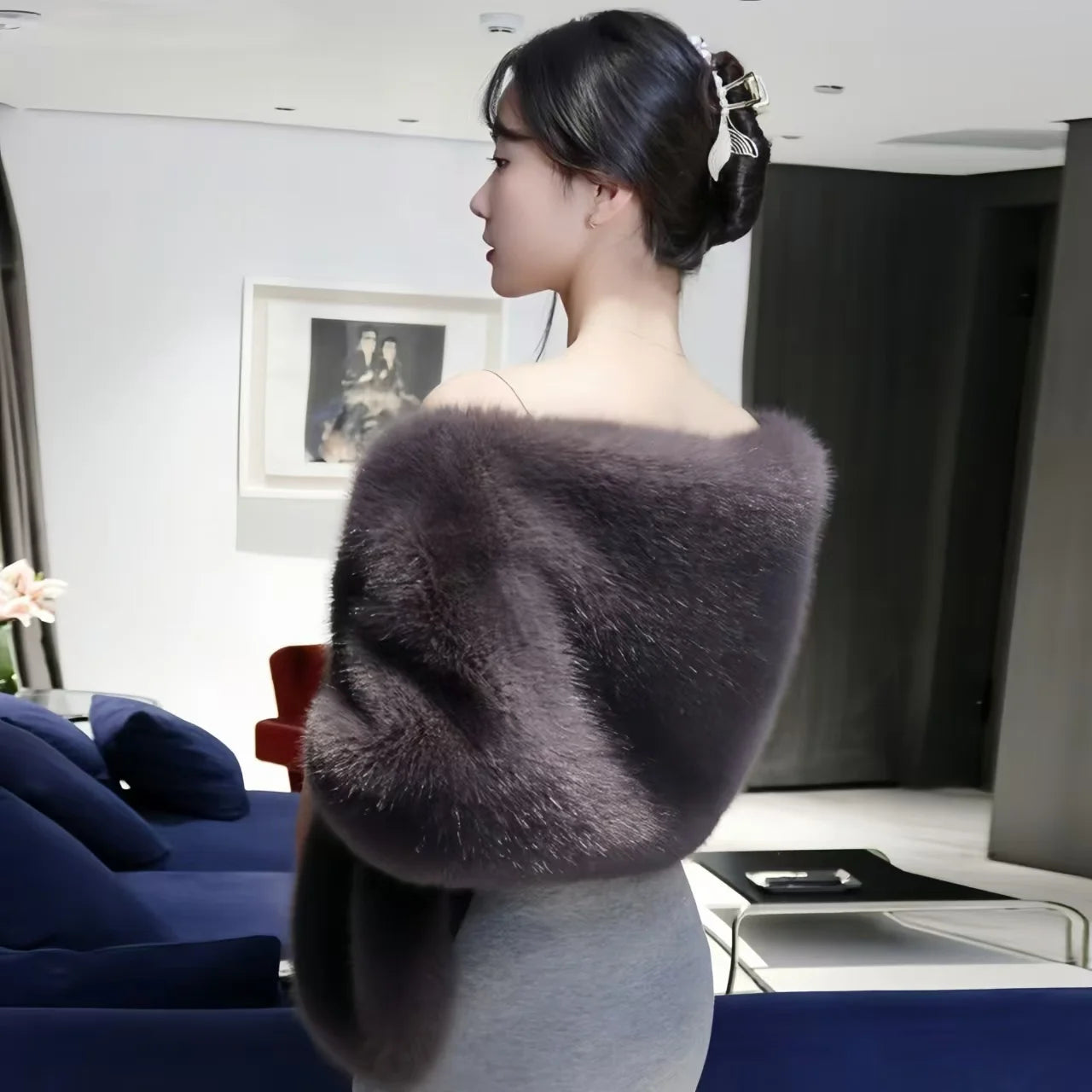 Plush Cross Front Wrap Cape for Layering over Outfits