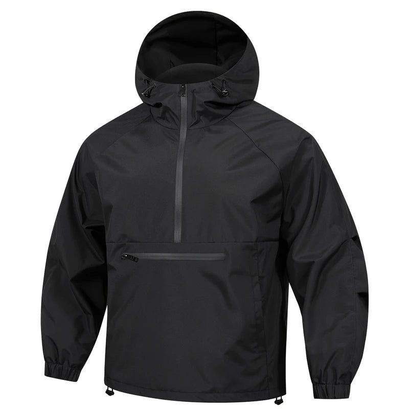 Hooded Half Zip Long Sleeve Casual Anorak Jacket