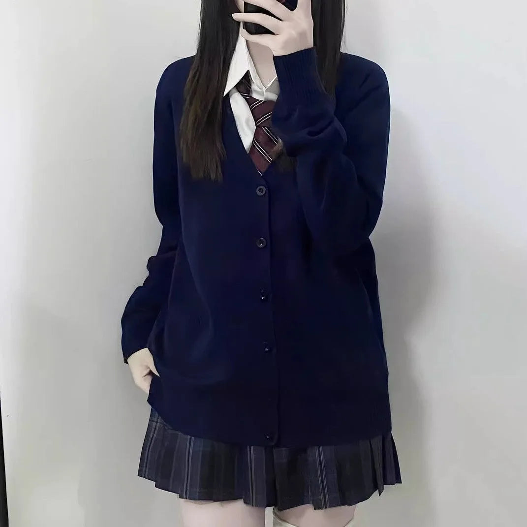 Women's School Style V Neck Button Front Cardigan