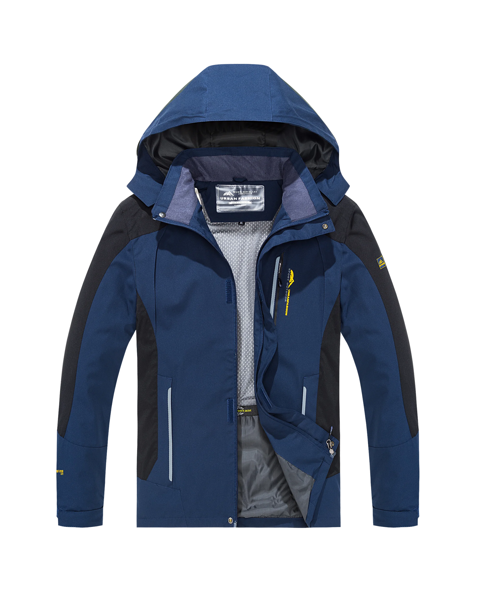 Men's Colour Block Hooded Zip Front Jacket