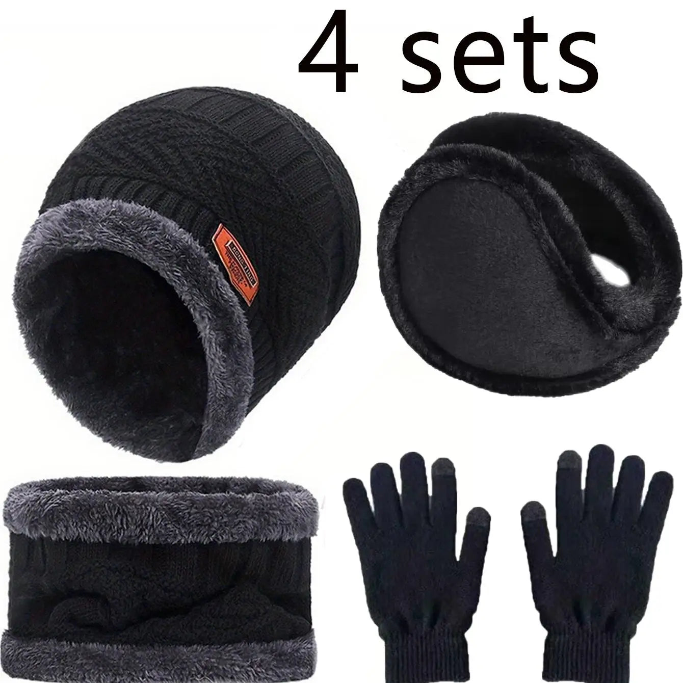 Knitted Beanie with Neck Warmer and Glove Style Options