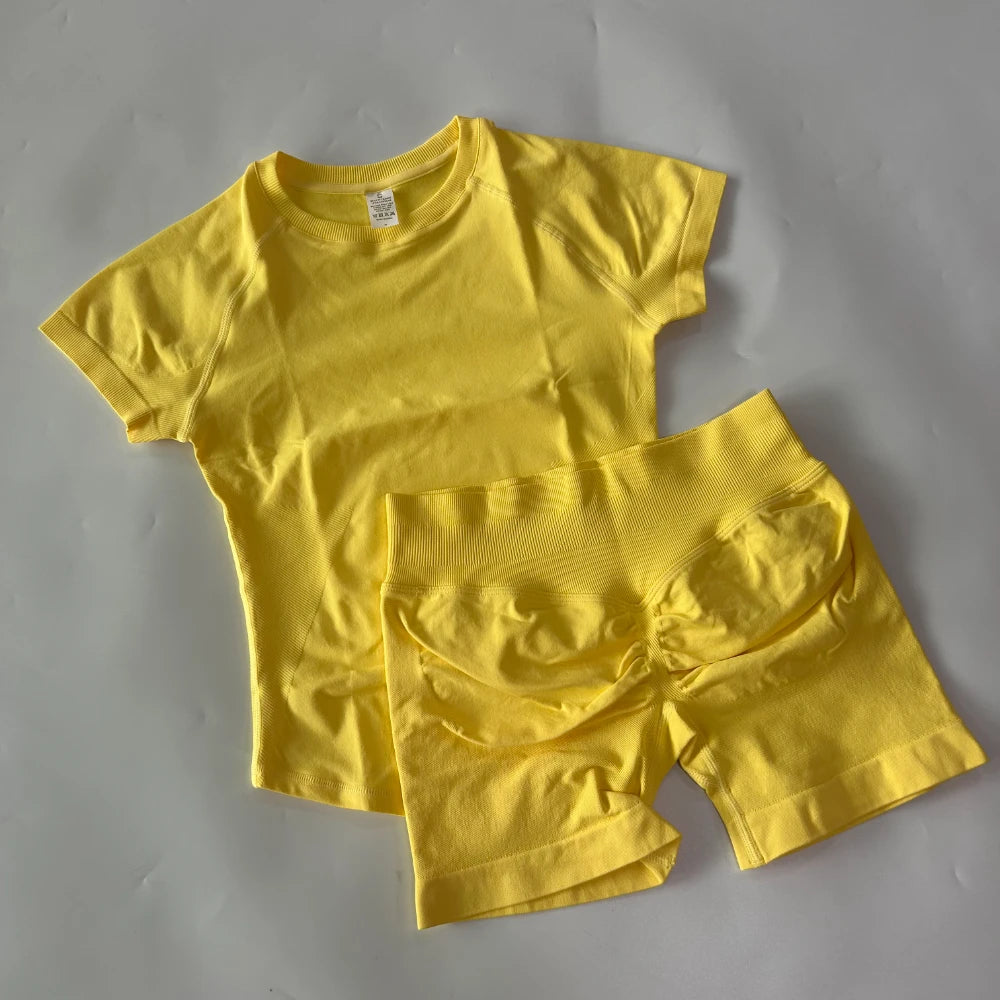 Women's Tee And Shorts Options Yoga Set For Workout Outfits