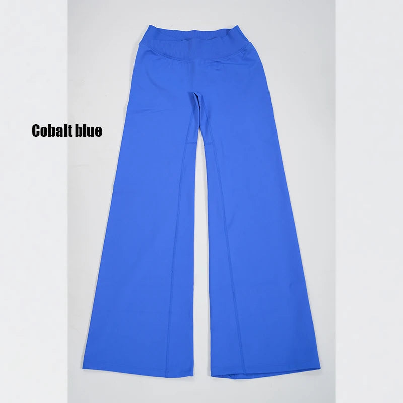 Women's High Waist Nylon Blend Flared Workout Pants with Fitted Upper Legs