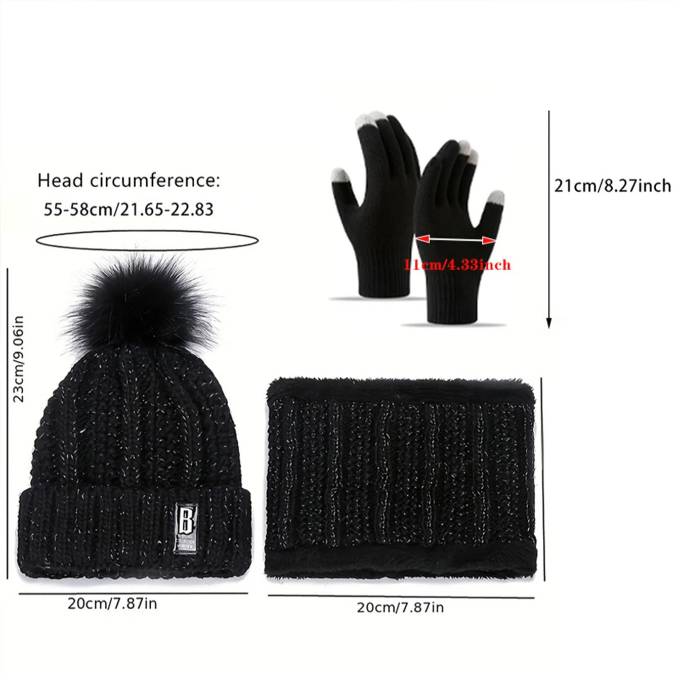 Winter Beanie Hat Gloves Scarf and Socks Set for Adult Wear