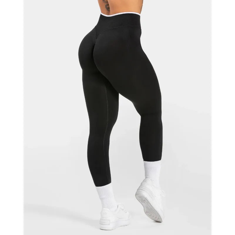Women's High-Waist Contrast-Trim Stretch Ankle-Length Yoga Leggings