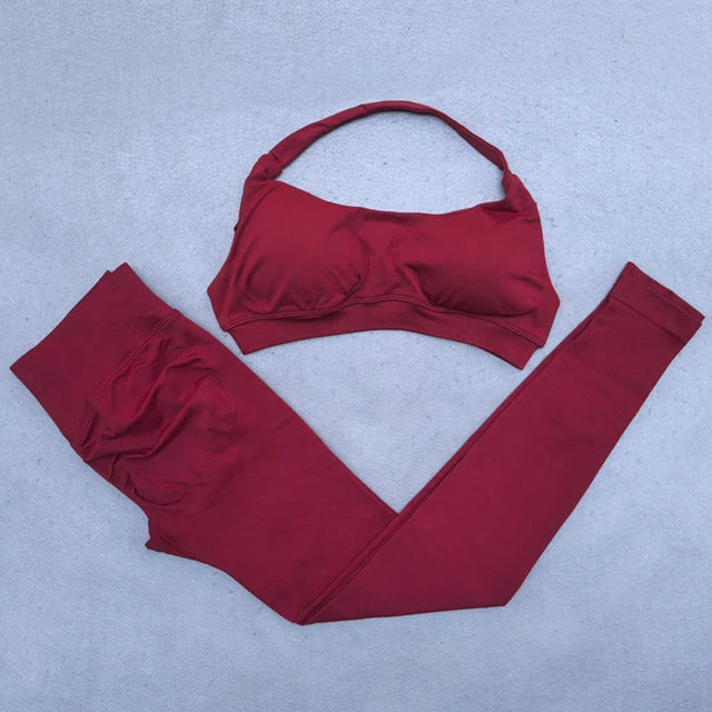 Women's Halter Bra And Leggings Yoga Set For Workout Outfits