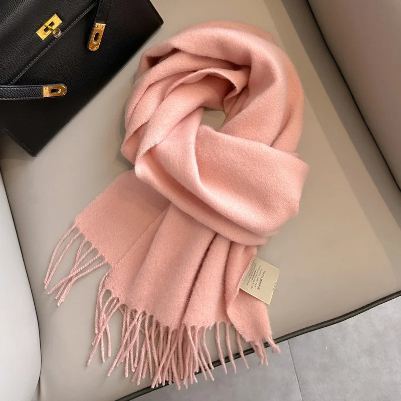 Solid Long Fringed Scarf for Neck and Wrap Styling