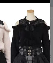 Women's Off Shoulder Button Front Bow Detail Cardigan