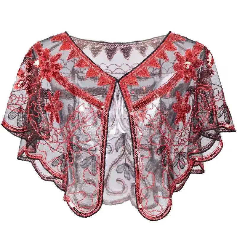 Sequin Mesh Capelet for Layering over Dresses and Tops