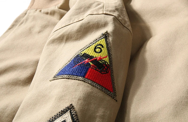 Fury Brad Pitt WW2 US Army Military Tanker Jackets Khaki Cotton Field Combat Outwear Uniforms Spring Autumn Lightweight Coats