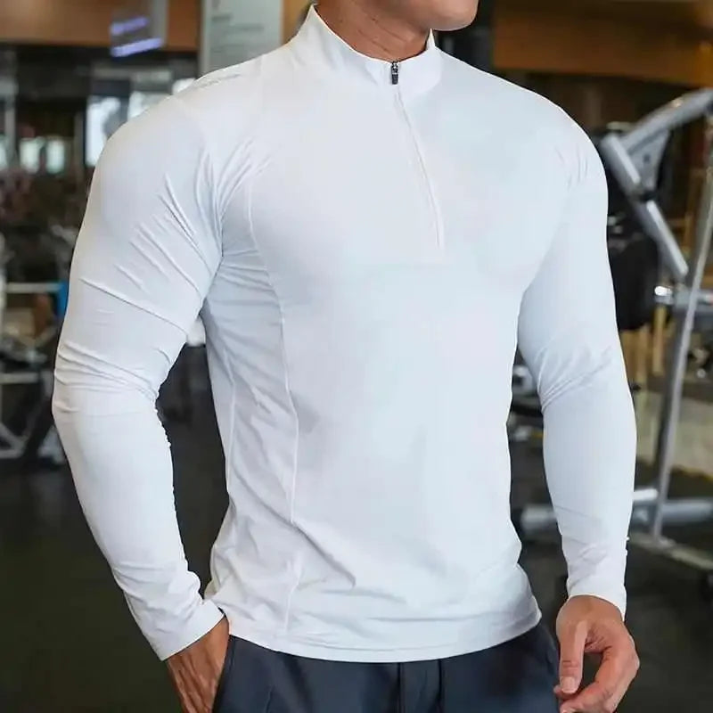 Stand Collar Half Zip Long Sleeve Running Training Top