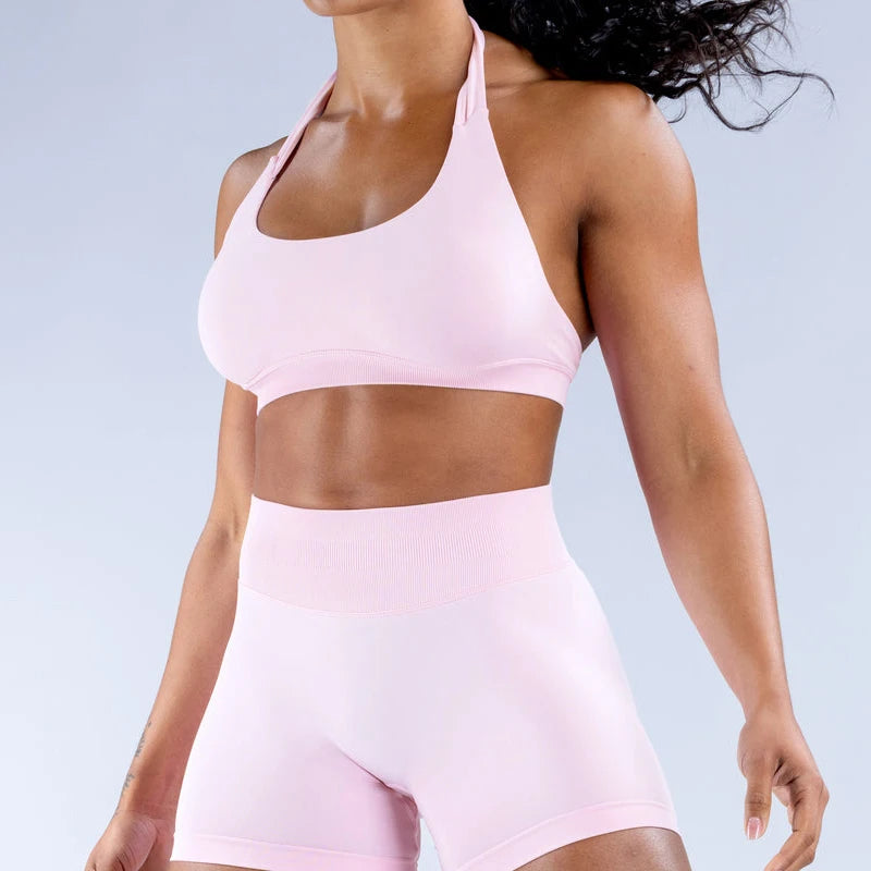 Women's Halter Bra And Shorts Yoga Set For Workout Outfits