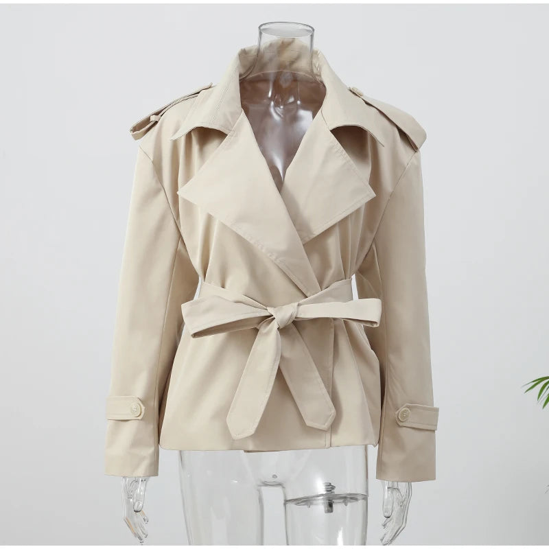 Women's Belted Lapel Trench Coat