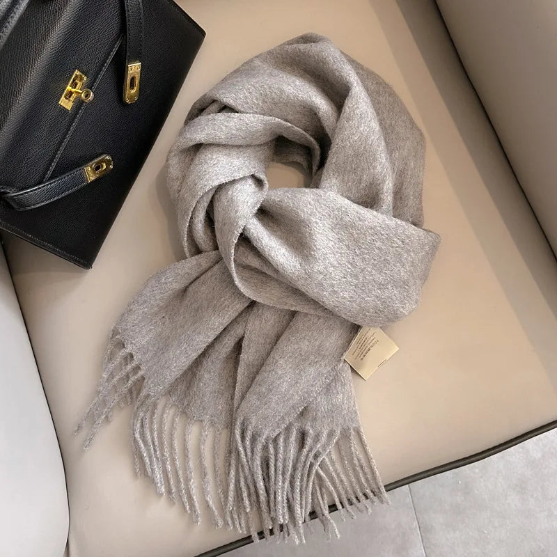 Solid Long Fringed Scarf for Neck and Wrap Styling