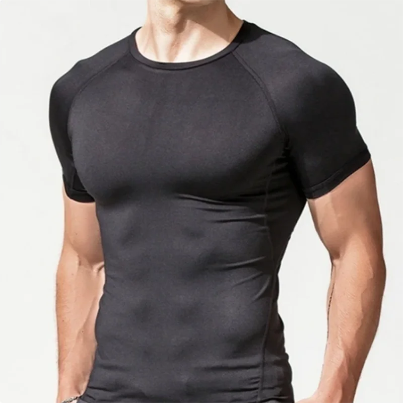 Fitted Crew Neck Short Sleeve Compression T Shirt