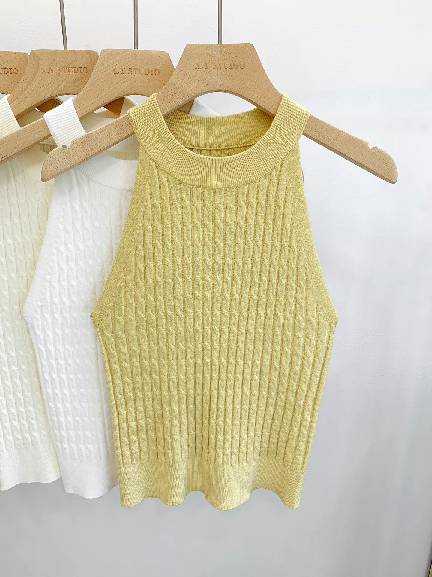 Women's High Neck Ribbed Polyester Crop Tank Top with Sleeveless Cut
