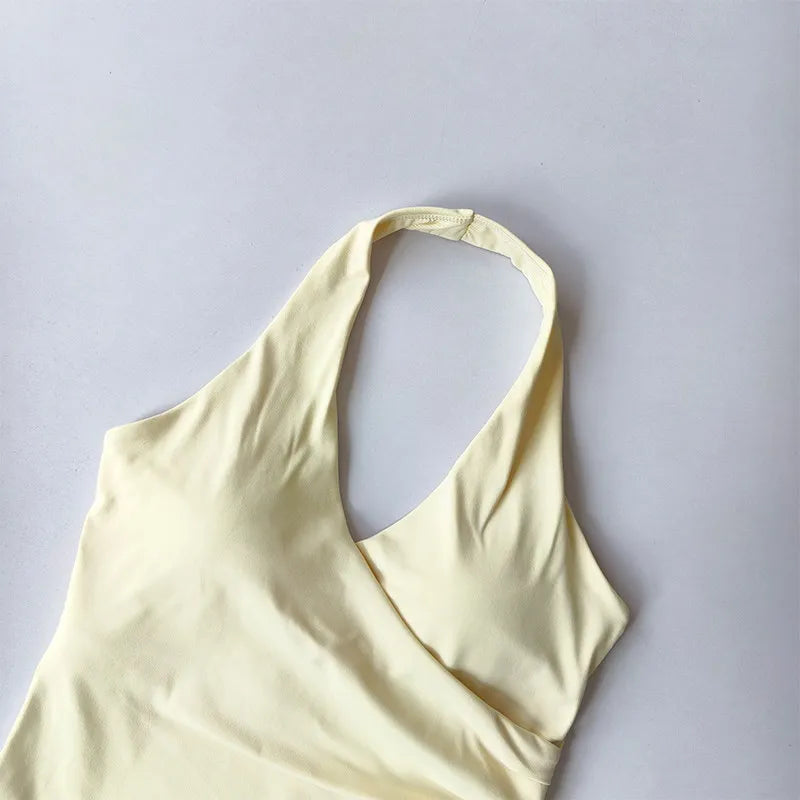 Women's Ruched Halter Neck Cropped Tank Top